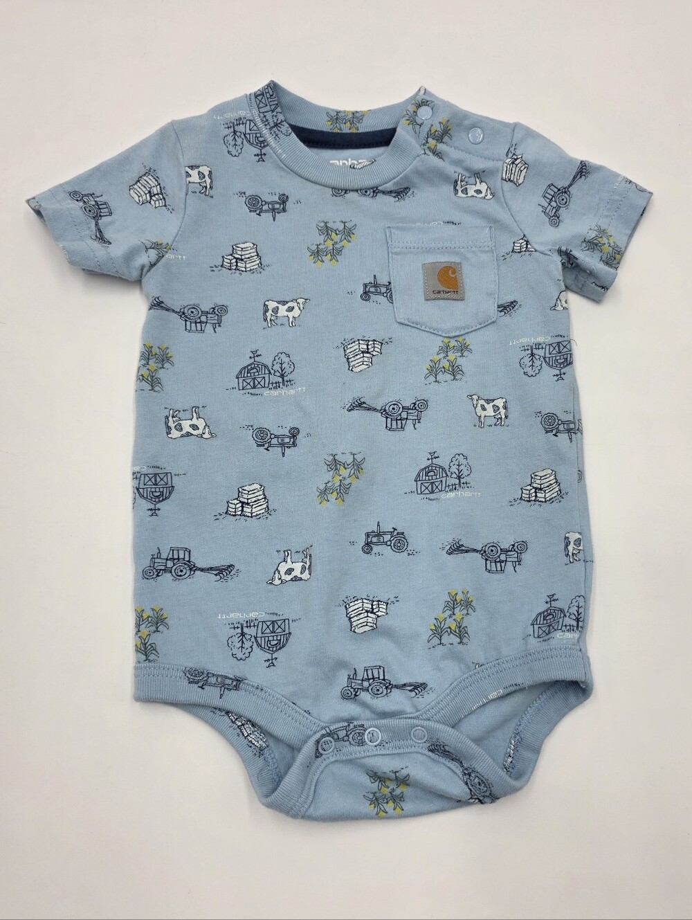 Carhartt baby boy farm print bodysuit size 9 months